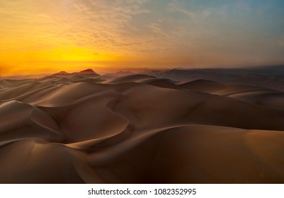 Aerial View From The Empty Quarter Desert In Liwa, Abu Dhabi