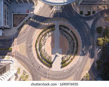 Aerial View Of Empty Streets In In A City During Corona Virus Lockdown