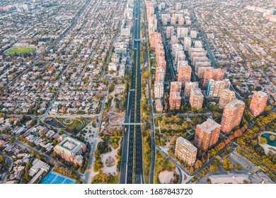 Aerial View Of Empty Streets During Covid19 Quarantine In Santiago De Chile