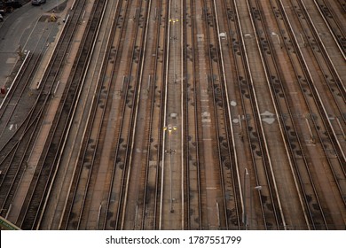 Aerial View Of Empty Train Yard