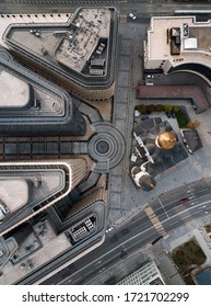 Aerial view of empty White Square in Moscow during the quarantine lockdown in April 2020