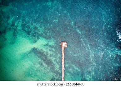 Aerial view of the end of the pier at Point Lonsdale.