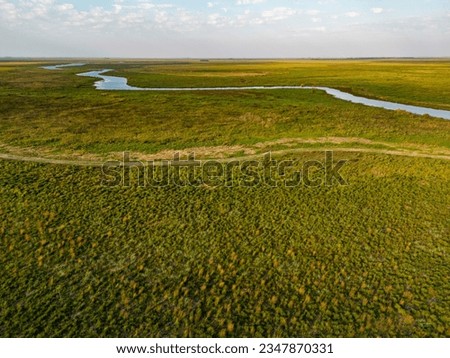 Aerial view of the Esteros del Ibera, a huge swampland and paradise for nature lovers and bird watchers in Argentina, South America
