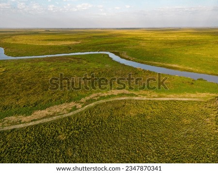 Aerial view of the Esteros del Ibera, a huge swampland and paradise for nature lovers and bird watchers in Argentina, South America