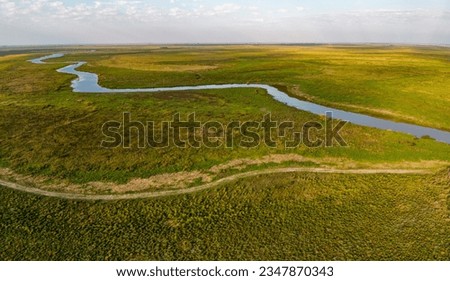 Aerial view of the Esteros del Ibera, a huge swampland and paradise for nature lovers and bird watchers in Argentina, South America - Panorama