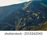 Aerial view of Etna Volcano crater  near Catania, Italy, Sicily.. Silvestri lava volcanic crater at the slopes of Mount Etna