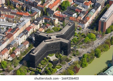 Aerial View of European Patent Organisation, Munich, Bavaria, Germany
