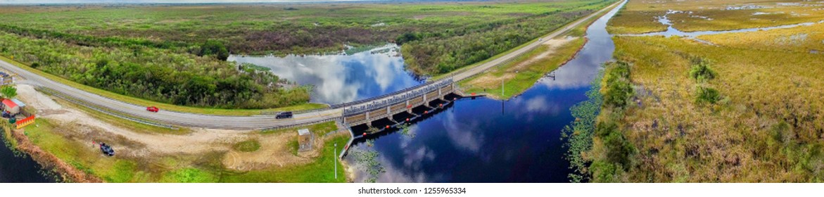 Aerial View Of Everglades Road, Florida - USA.