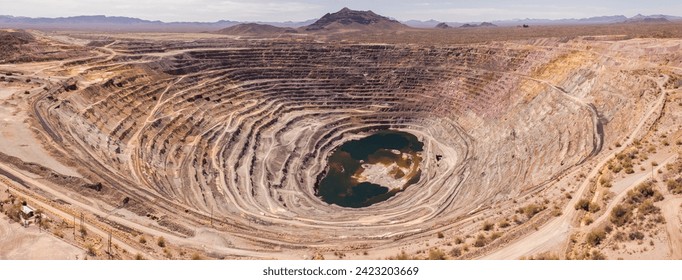 Aerial view of an exhausted open pit copper mine near Ajo, Arizona, USA. - Powered by Shutterstock