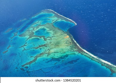 Aerial View Of An Exotic Coral Reef, A Popular Night Or Mooring Spot For Red Sea Diving Near El Gouna And Hurghada In Egypt.