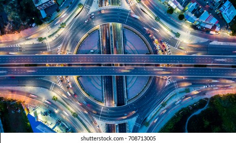 Aerial View  Expressway Motorway Highway Circus Intersection 