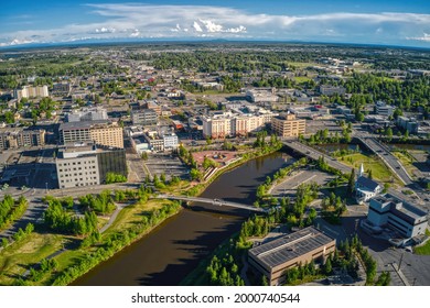 Aerial View Of The Fairbanks, Alaska Skyline During Summer