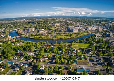 Aerial View Of The Fairbanks, Alaska Skyline During Summer