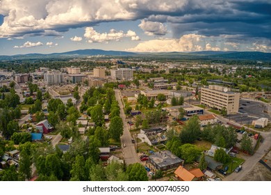 Aerial View Of The Fairbanks, Alaska Skyline During Summer