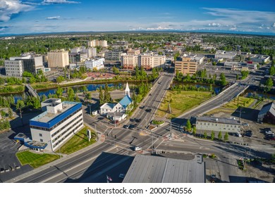 Aerial View Of The Fairbanks, Alaska Skyline During Summer