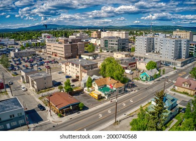 Aerial View Of The Fairbanks, Alaska Skyline During Summer