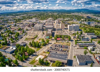 Aerial View Of The Fairbanks, Alaska Skyline During Summer