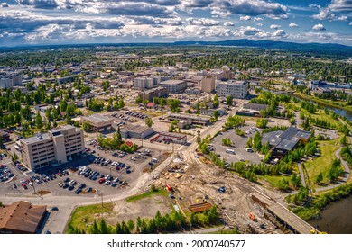 Aerial View Of The Fairbanks, Alaska Skyline During Summer