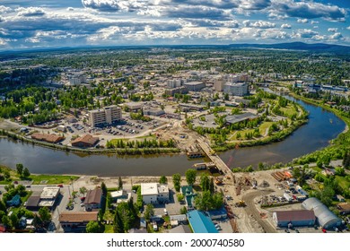 Aerial View Of The Fairbanks, Alaska Skyline During Summer