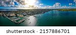 The aerial view of Falmouth, a town on the coast of Cornwall in southwest England