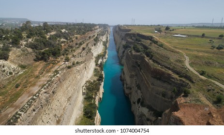 Aerial view of famous Corinth Canal of Isthmus, Peloponnese. - Powered by Shutterstock