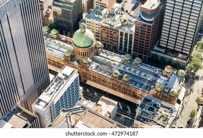 Aerial View Of Famous Shopping Mall Around Sydney CBD.