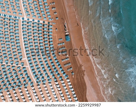 aerial view of fano with its sea, beaches and umbrellas