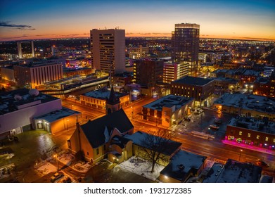 Aerial View of Fargo Skyline at Dusk - Shutterstock ID 1931272385