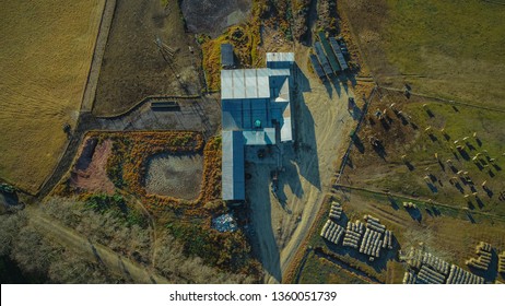 Aerial View Of A Farm Dairy