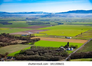 An Aerial View Of Farms And Farm Land In The Willamette Valley Near Eugene Oregon