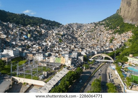 Aerial View of Favela da Rocinha, the Biggest Slum (Shanty Town) in Brazil, Located in Rio de Janeiro City