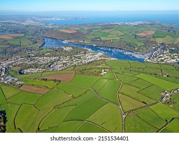 Aerial view of fields in Devon and Dartmouth