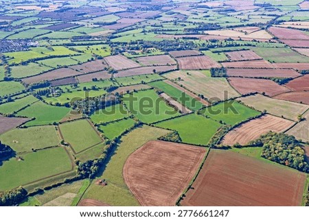 Aerial view of the fields of North Devon , England