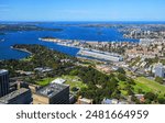 Aerial view of Finger Wharf and Woolloomooloo Bay in Sydney Harbour, New South Wales, Australia