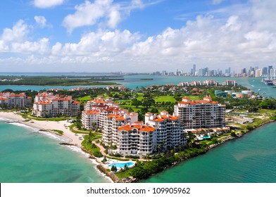 Aerial view of Fisher Island, Miami, Florida, USA