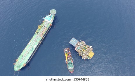 Aerial View Of Floating, Storage And Offload Unit Captured By Drone