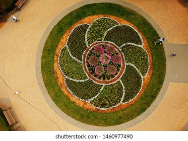 Aerial View Of The Flower Bed In The Park