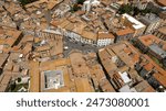 Aerial view of Fontana Grande square in Viterbo, Lazio, Italy. It is located in the historic center of the city.