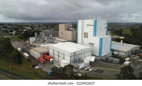 Aerial view of Fonterra milk processing factory, Cobden, Victoria, Australia - July 3, 2018.