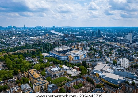 Aerial view of a football stadium in London's district of Chelsea, England ストックフォト © 