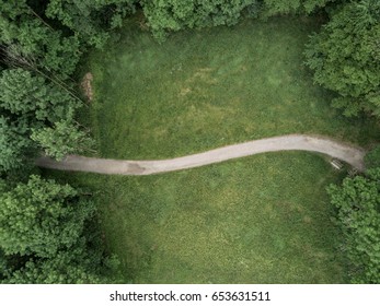 Aerial View Of Footpath In Forest