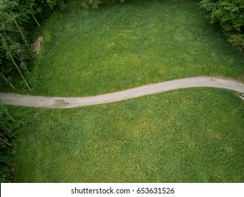Aerial View Of Footpath In Forest