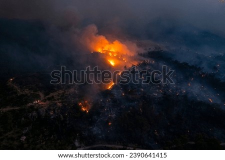 Aerial view forest fires, fire looks