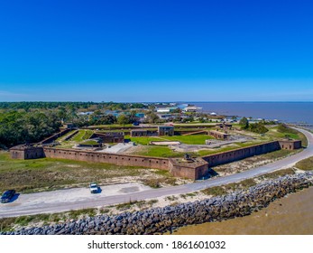 Aerial view of Fort Gaines at Dauphin Island, Alabama 