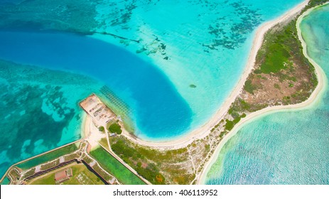 Aerial View Of Fort Jefferson In The Dry Tortugas National Park, Florida