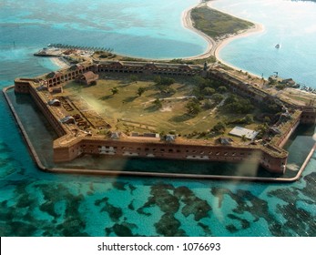 Aerial View Of Fort Jefferson National Park At The Dry Tortugas, Florida