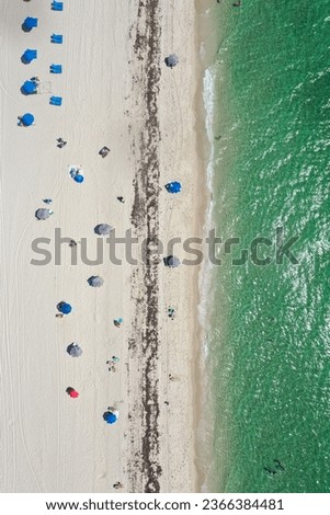 Similar – Luftaufnahme von fliegenden Drohnen der Menschenmenge, die sich am Strand in Rumänien am Schwarzen Meer entspannen.