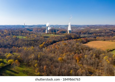 Aerial view of the Fort Martin coal powered power station near Morgantown in West Virginia