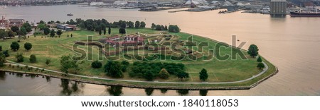 Aerial view of Fort McHenry in Baltimore birthplace of the star spangled banner