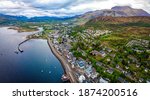 Aerial view of Fort William, a town in the western Scottish Highlands, on the shores of Loch Linnhe, known as a gateway to Ben Nevis, UK